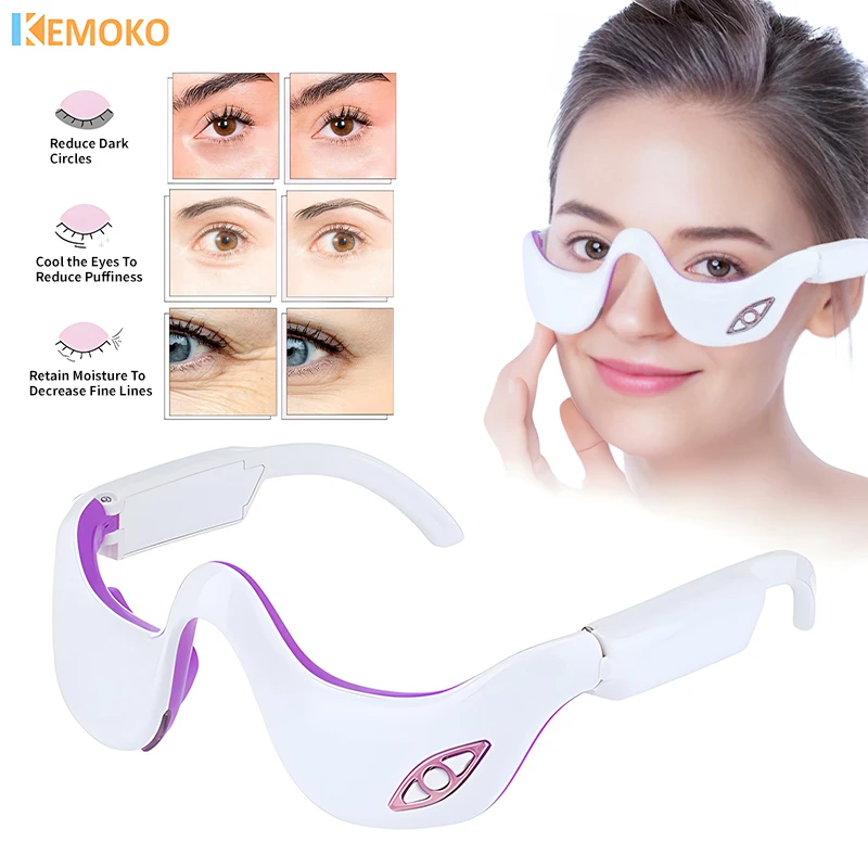 EMS Eye Relax Massager Micro-Current Pulse 3D Red Heat Light Therapy Fatigue Relieve Wrinkle Reduction Blood Circulation Massage