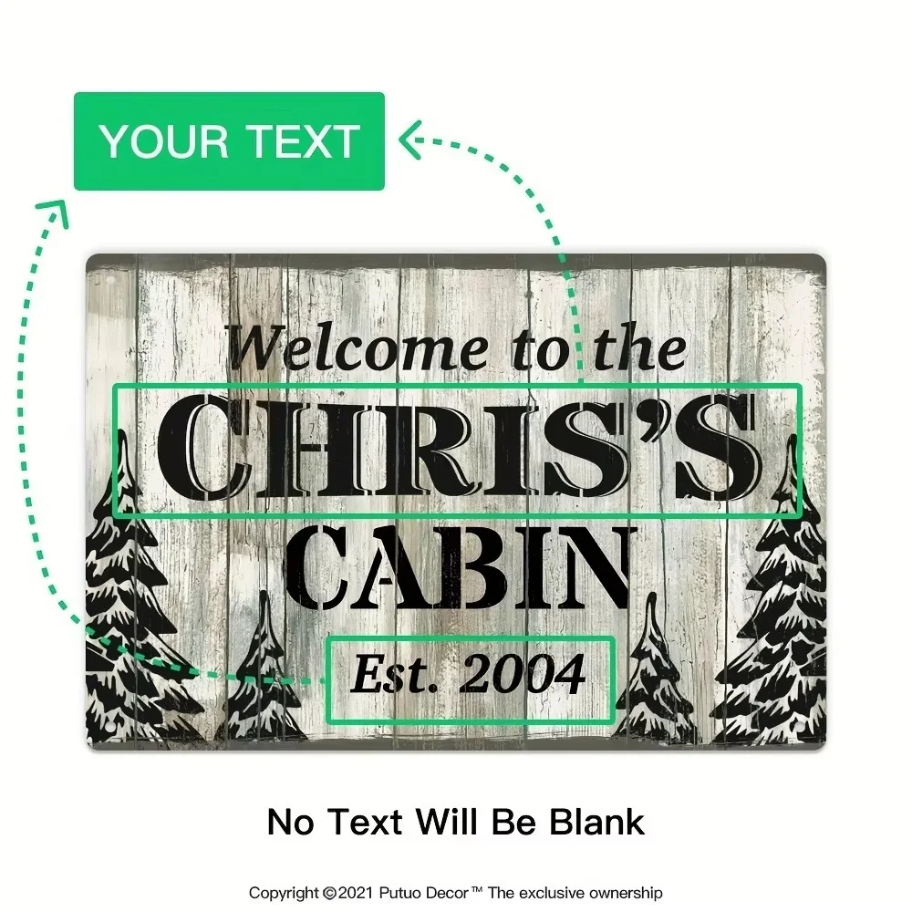 Personalized Custom Cabin Metal Sign 1pc Rustic Outdoor Farm Lake House Campsite Wall Decor Friend Gift
