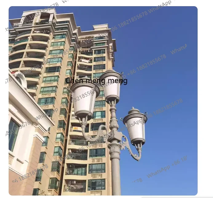 G153 ضوء حديقة أوروبي ثلاثي الرؤوس LED إضاءة خارجية فيلا مجتمع حديقة شارع المدرج في الهواء الطلق #4