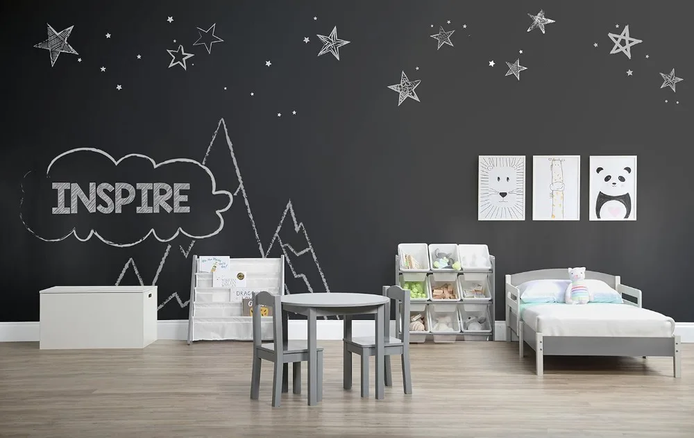 منظم ألعاب 9 صناديق مع صناديق قابلة للإزالة، وحدة تخزين من 3 طبقات لغرفة لعب الأطفال والحضانة باللون الرمادي والأبيض