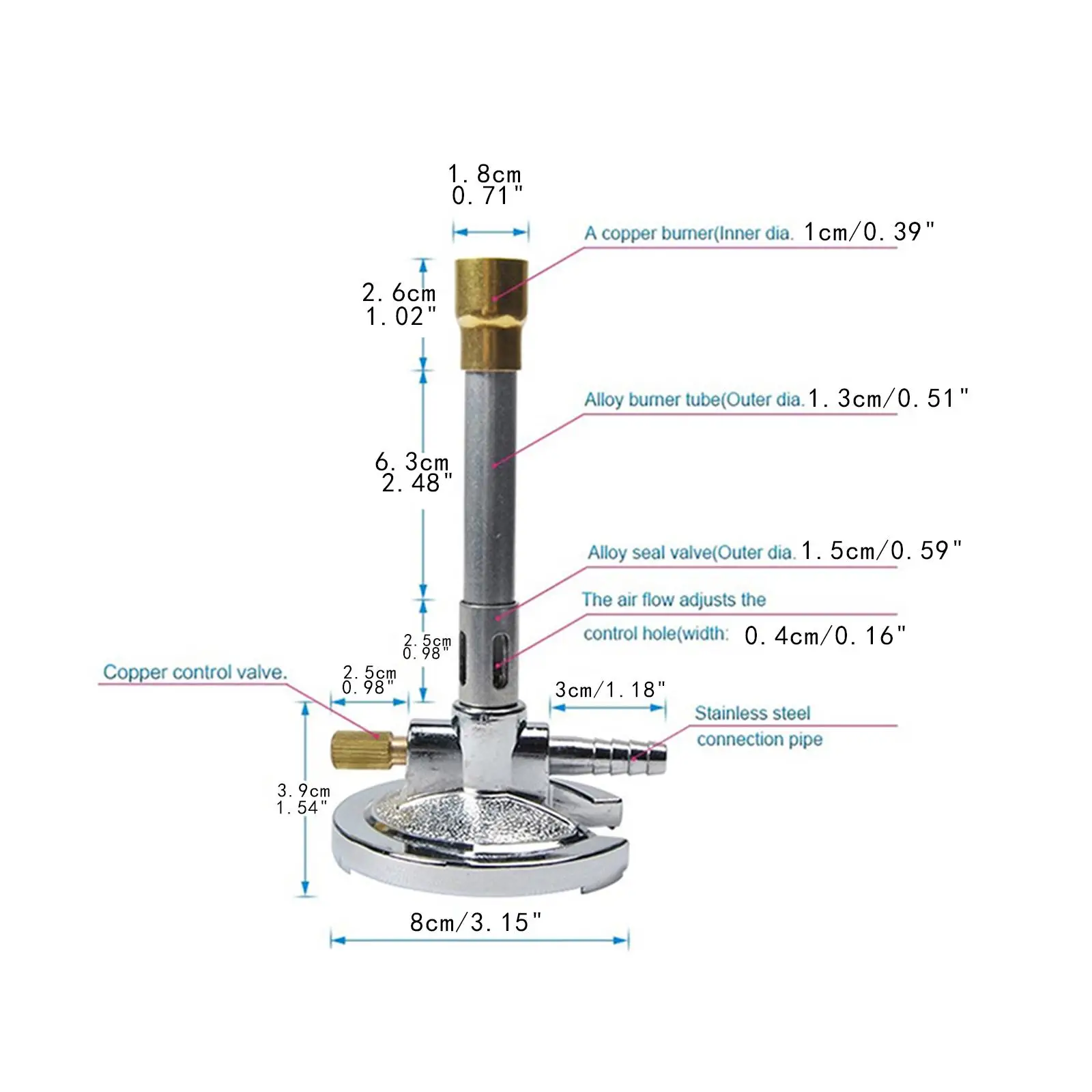 Gas Bunsen Gas Bunsen Burner Lights Lamp Heat-resistant Spare Part with Handle Lab Burner Gas Burner Bunsen Burner Lab