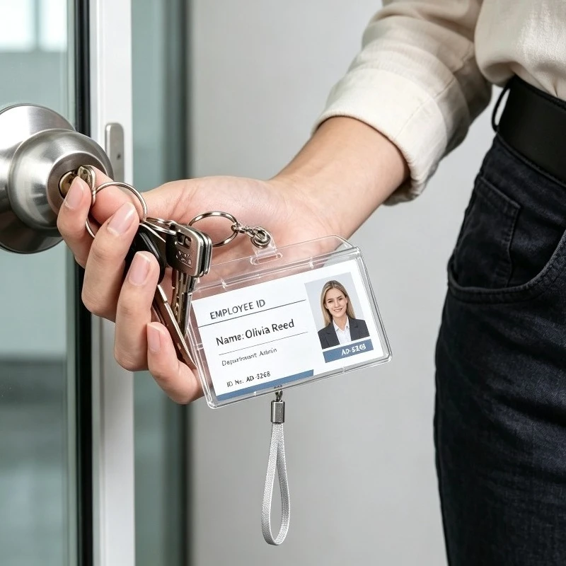 Clear ID Card Holder Double Cards Slots Working Permit Case Exhibition Name Tag Badge Holder with Badge Reel Pass Card Cover