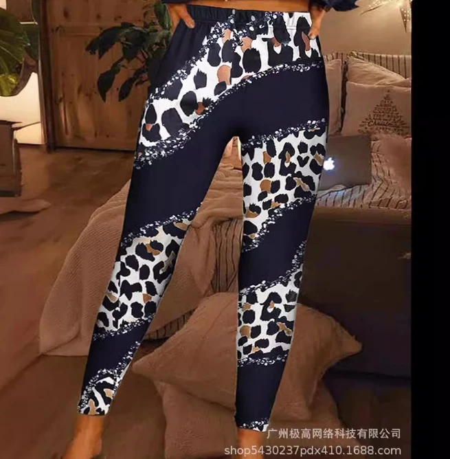 

Versatile Women's Spring and Summer Pants Fashionable Casual Sporty Irregular Leopard Print Printed Yoga Outerwear Leggings