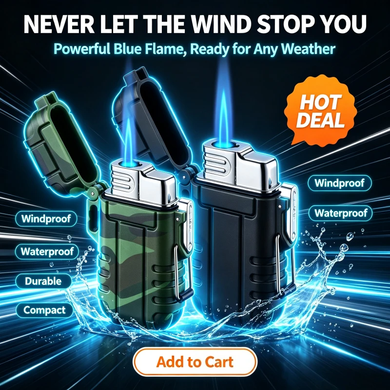 Outdoor Camping ABS Sealed Waterproof and Windproof Straight-in Lighter, A Must-have Practical Tool for Outdoor Fire Making