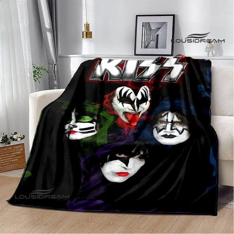 Kiss Band Printed Blanket picnic blanket Warm Blanket Flannel Home Travel Blanket throw blanket bed linings Birthday Gift