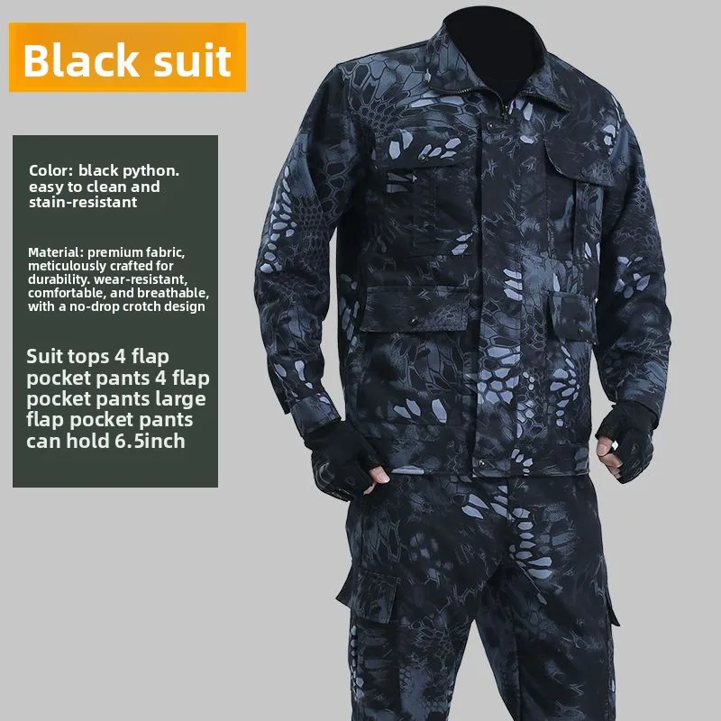 メンズ迷彩作業服ジャケットセット春秋耐摩耗性溶接工建設現場軍事訓練自動車修理ラボ