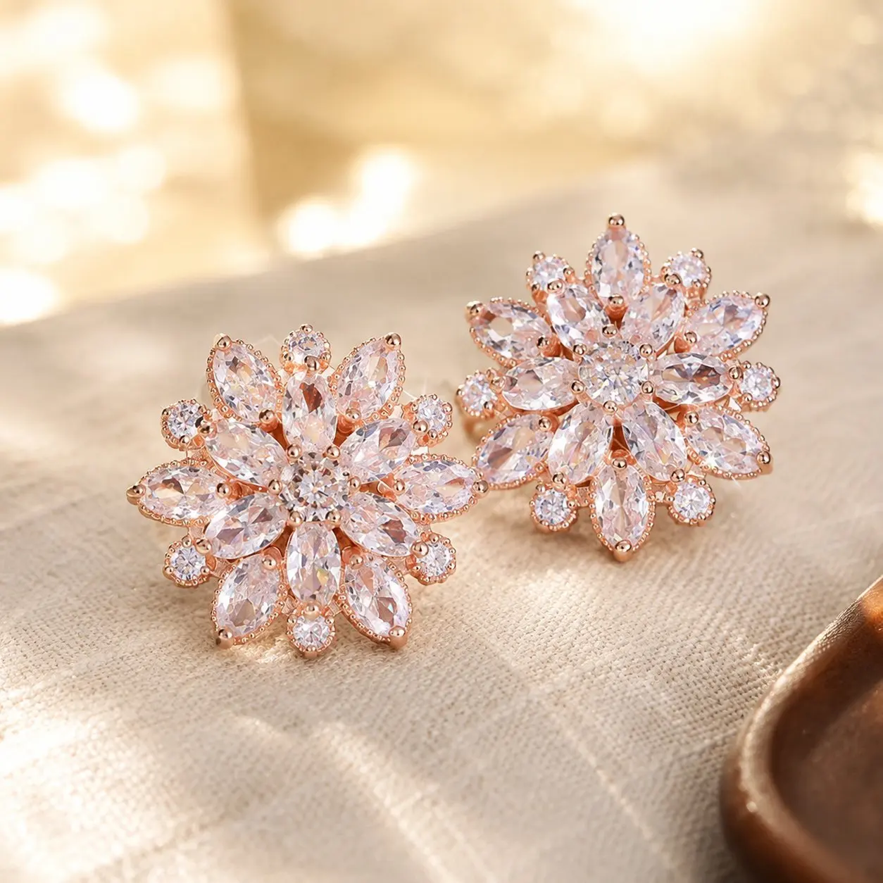 Korean  Jewelry Stable Sunflower Shaped Earrings Silver Alloy Earrings Comfortable Crystal Earrings For Dates Daily
