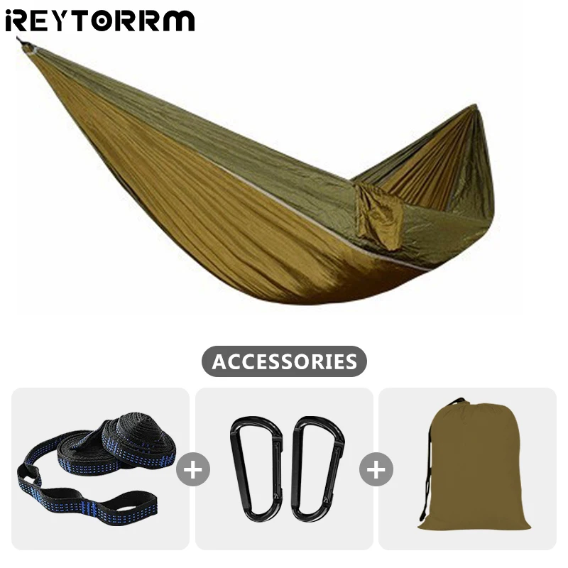 220x100cm Camping Parachute Hammock Single Portable Outdoor Indoor Nylon Hammock Adult Child Swing for Adventure Garden Backyard