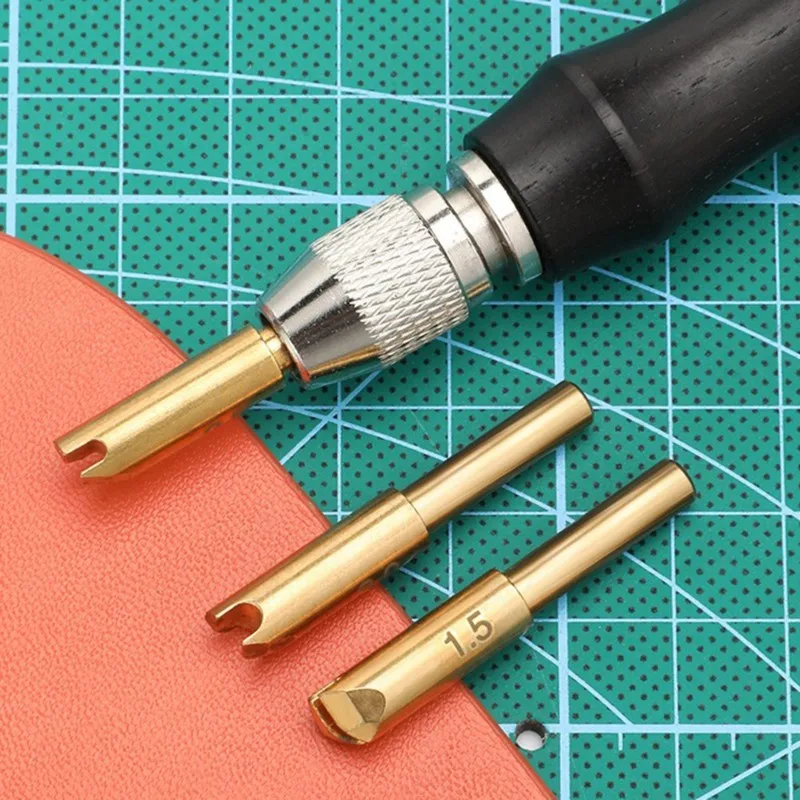 

A59Z-Sandalwood For Leathercraft-Copper Edge Burnisher-DIY Leather Edge Polishing Tool