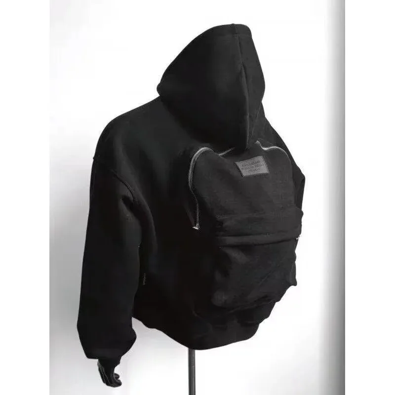 

Top American street three-dimensional backpack men hoodie Y2K hip-hop punk personality brand pullover couple casual sportswear