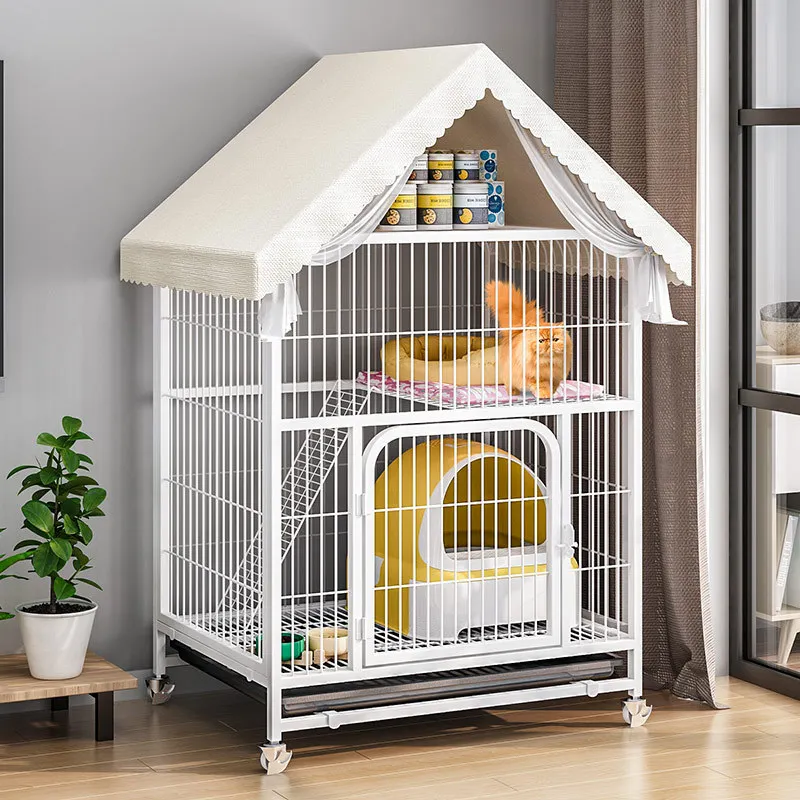 Cat Cage Home Cat Villa Super Free Space with Toilet Integrated Indoor Small Cat House Cat House