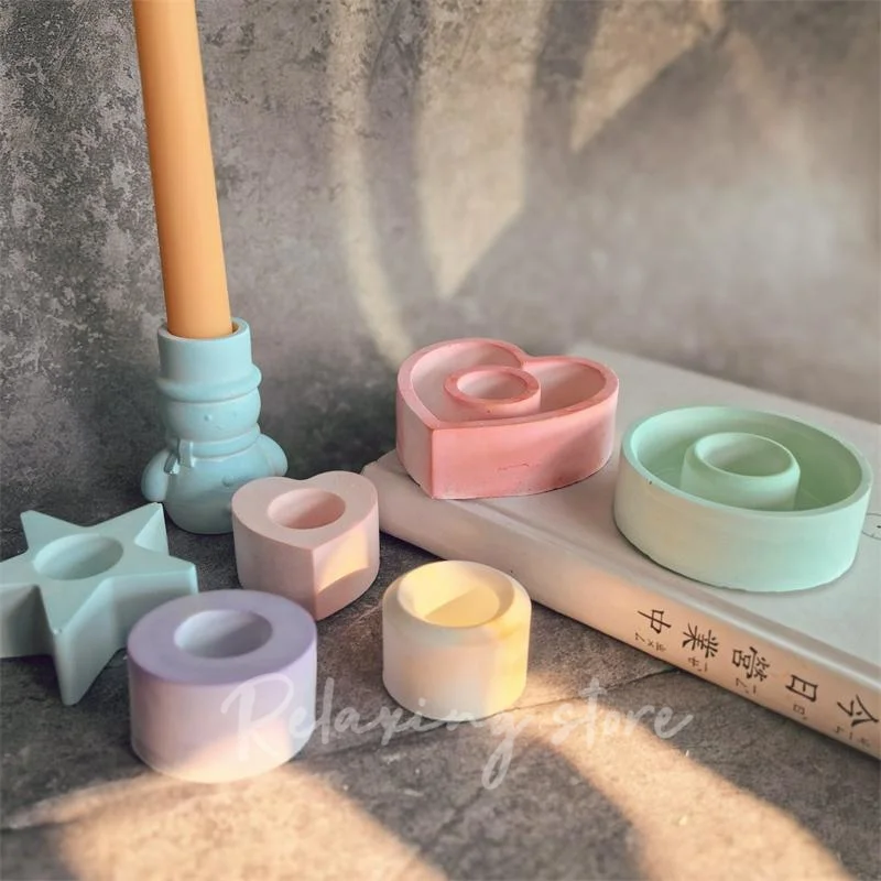 ハート型キャンドルホルダーモールド、ミニスターローソク足、家の装飾モールド、丸いキャンドルコンテナ、シリコンモールドが大好き