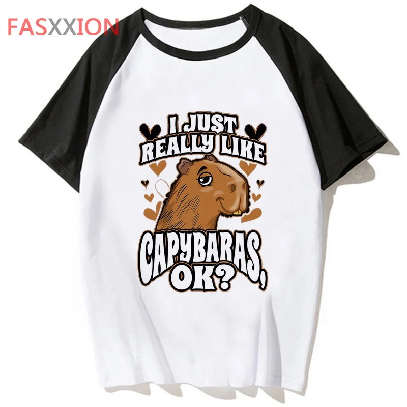 Capybara clothes male white t shirt manga graphic japanese grunge top tees tshirt graphic couple clothes