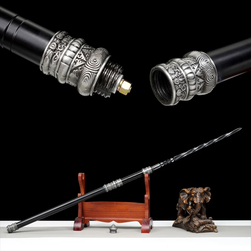 Chinese Tang Staff Sword Manganese Steel Armor-Piercing Cone Stainless Steel Sheath Warrior Katana Collectible Sword Home Decor view 3