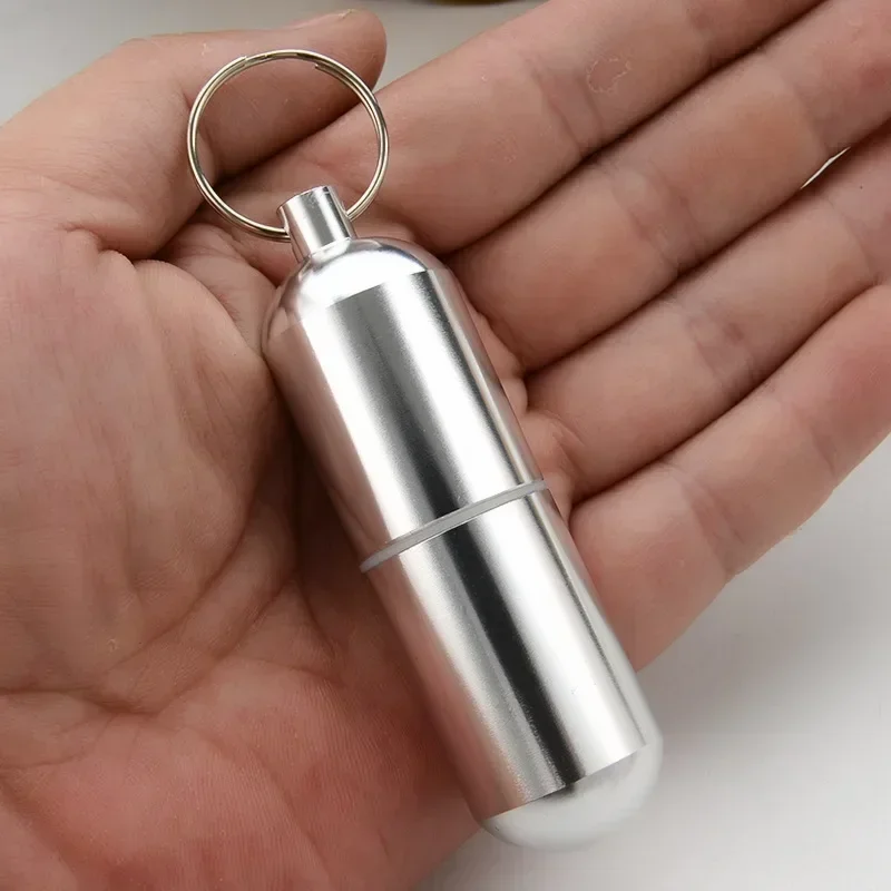 Waterproof Aluminum Pill Box Case Bottle Cache Drug Holder for Traveling Camping Container Keychain Medicine Box Health Care