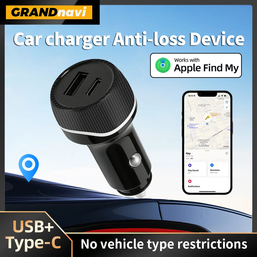 Universeller Mini-GPS-Ortungsgerät-Autoladegerät-Zigarettenanzünder-USB-Typ-C-Adapter zur Verwendung mit der iPhone IOS Apple Find My App