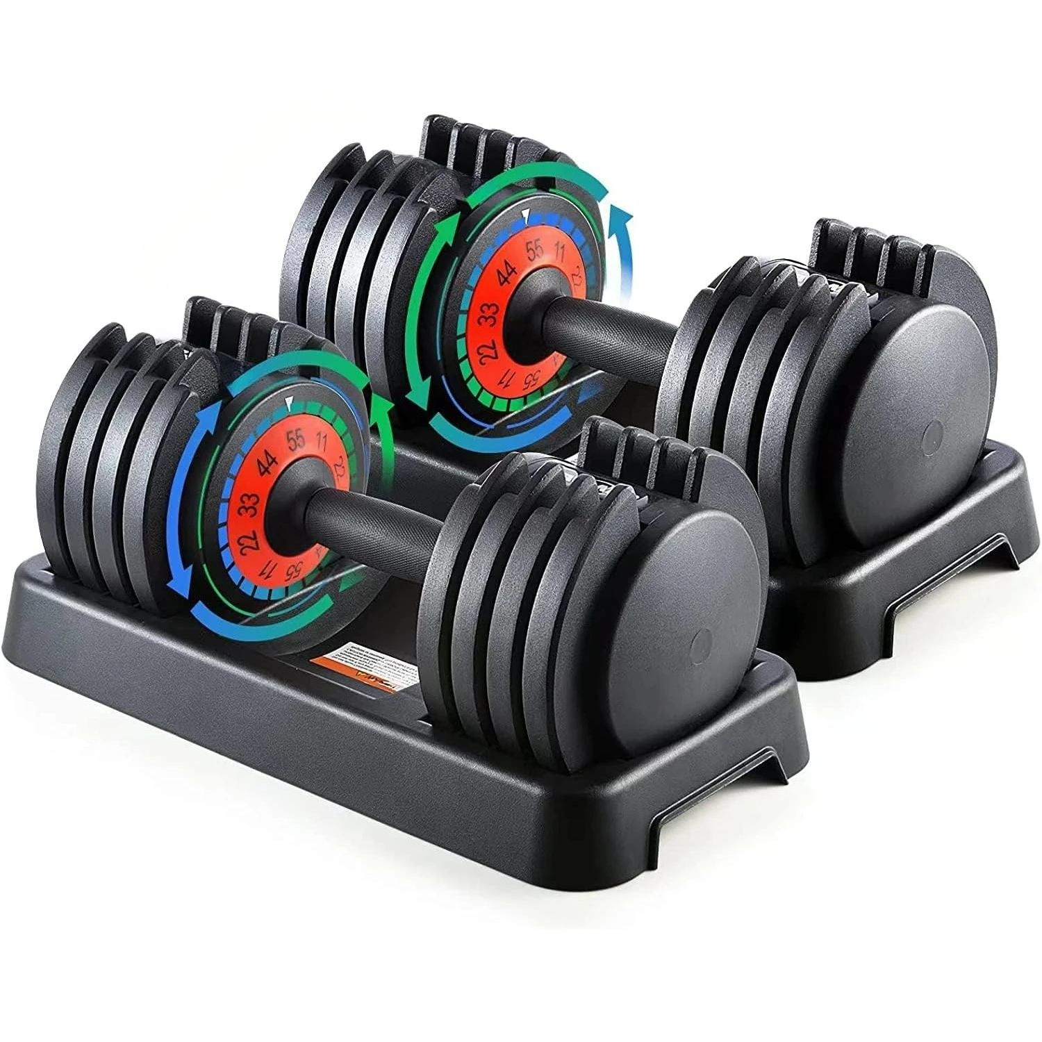 

25/55 lbs Pair Adjustable Dumbbells Set, Adjustable Weights Dumbbells Set for Men and Women Black Dumbbell with Tray
