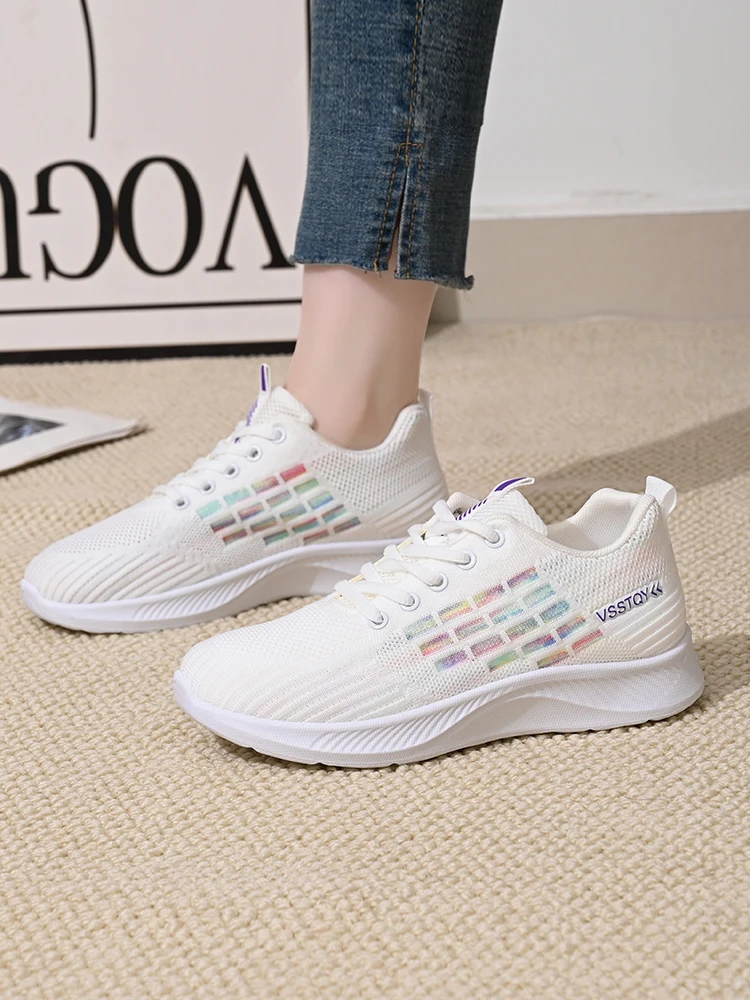 Atmungsaktive Sportschuhe aus Mesh für Damen, leichte und bequeme Sportschuhe mit weicher Sohle, Damen-Schnürschuhe für Freizeitaktivitäten und zum Laufen. – Detail 10