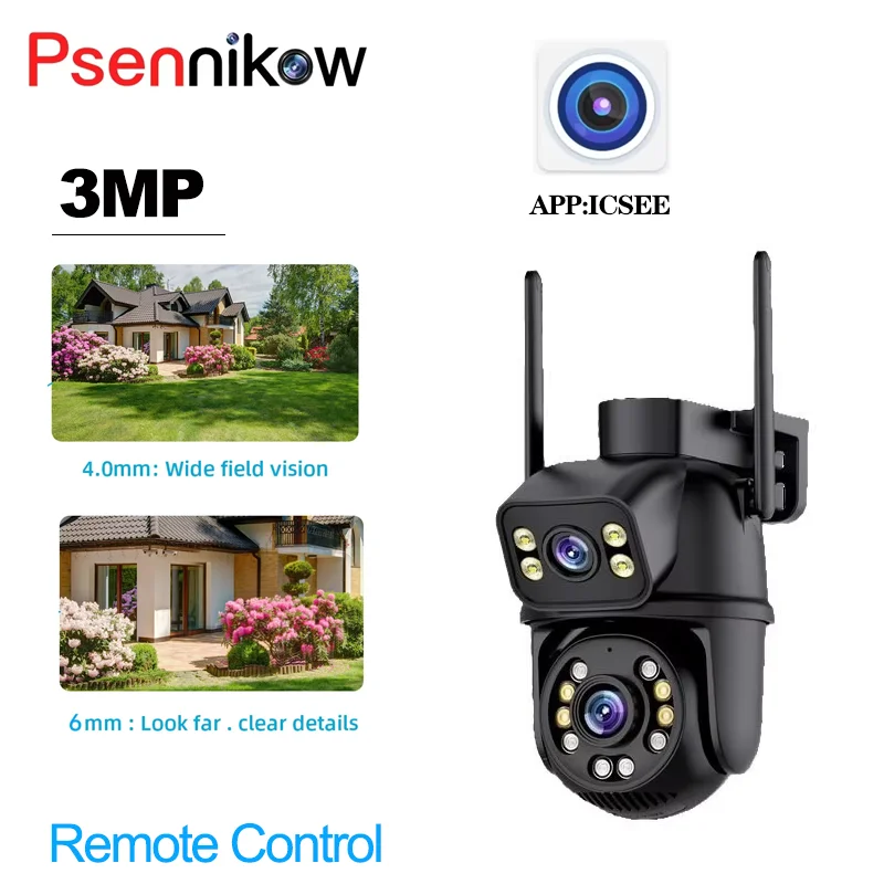 

4K Dual Lens 8MP HD Outdoor IP Camera Auto Tracking Security Protection CCTV Surveillance ICsee P2P RJ45 Port Wifi PTZ Camera