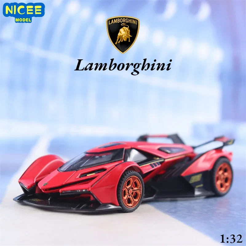 

1:32 Lamborghini V12 sports car Simulation Diecast Metal Alloy Model car Sound Light Pull Back Collection Kids Toy Gifts A655