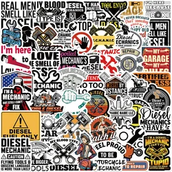 50 PCS Cartoon Personalized Diesel Engine Mechanic Series Stickers Suitable for Luggage Laptop iPad Helmet Diary Stickers