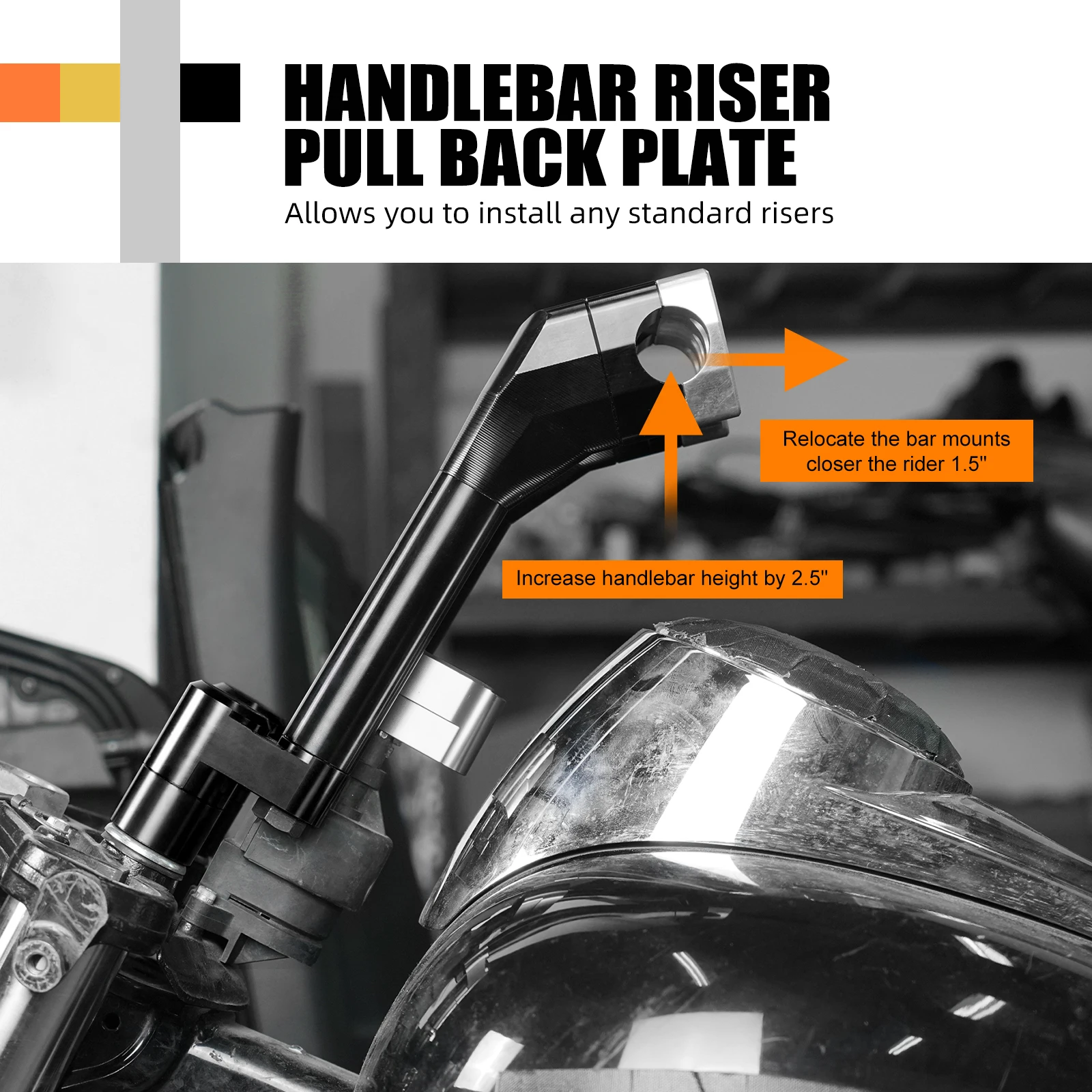 For Harley Road King FLHR Custom FLHRS 2000-2022 Handlebar Riser Pull Back Plate Road Glide FLTRX 2015-2024 Street Bob FXBBS 114 - Image 2