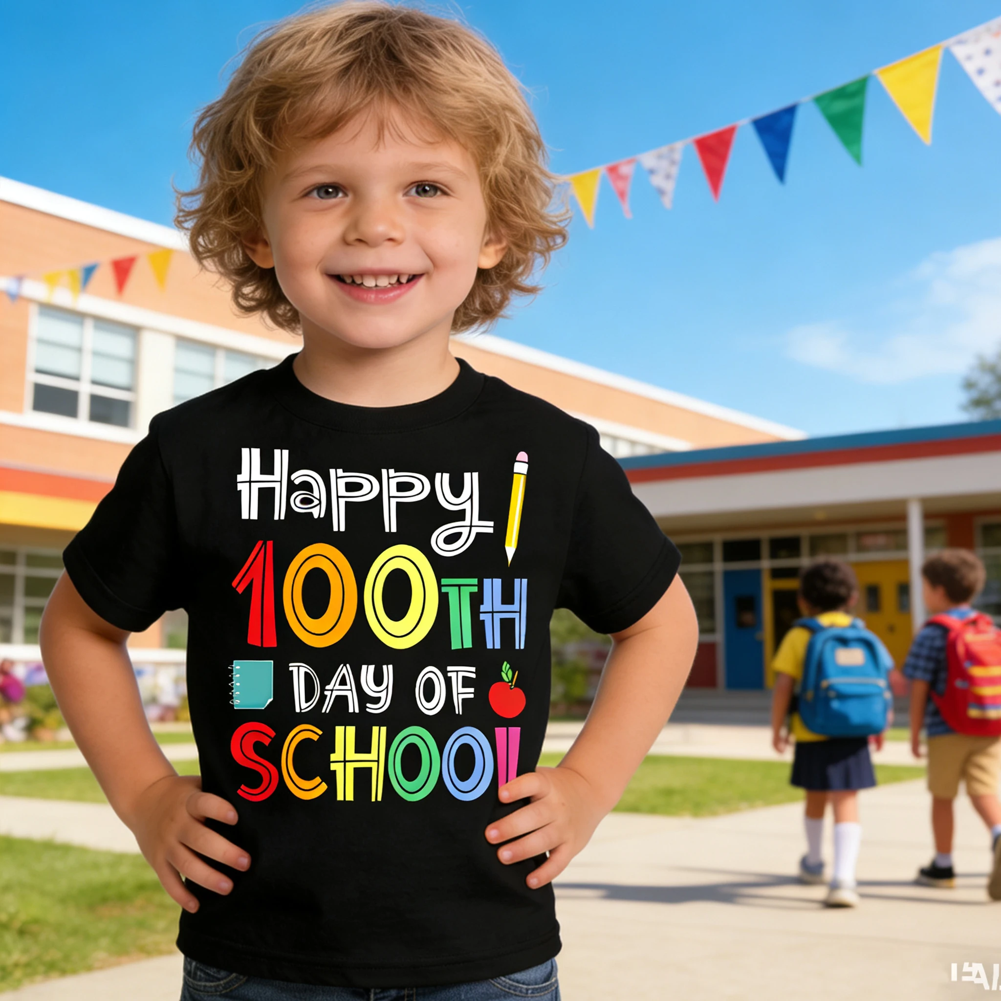 

Toddler 100 Day of School Shirt for Boys Kid Grils Happy 100th Day of School TShirt Funny Letter print Design summer kids TShirt