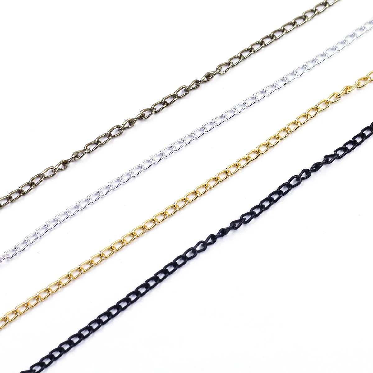 

Aluminum Chains Link Opened Curb Oval Black Gold Bronze Silver For Necklaces Jewelry DIY Making Findings 6mm