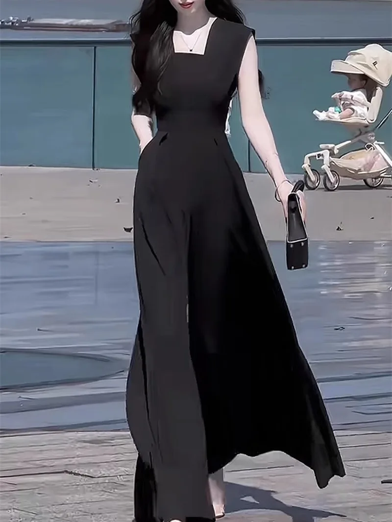 

Ele Design High Faion Summer Trendy Slimming Ladies One-Piece Suit Pants Midi Waist Long Pants Fabric Other