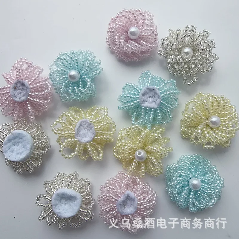Pearl Beaded Flower Shoe Charm Accessory for Crocs Jelly Shoes DIY 3D Buckle Decoration Korean Style Crystal