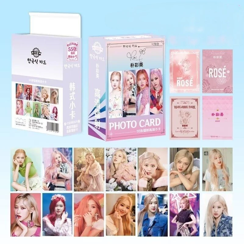 

Lomo Card Kpop Girl Group Rose Single Album Photocard Double-sided Lomo Cards Collection Postcards