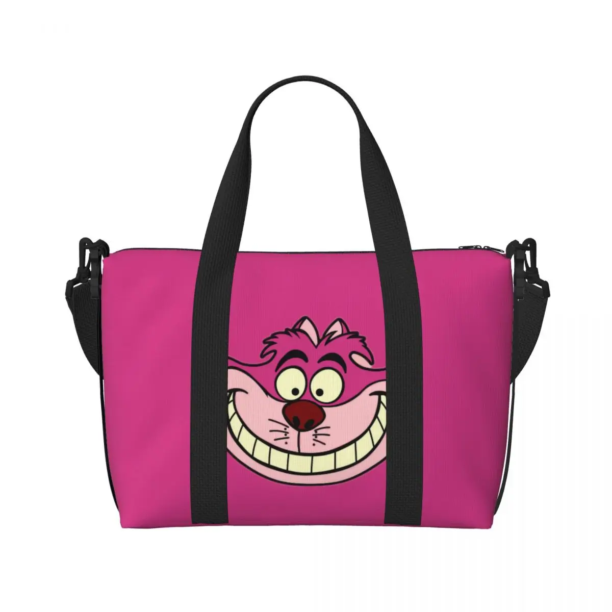 Borsa Tote da spiaggia personalizzata Cheshire Cat donna Extra Large Gym Carry On Animal Alice nel paese delle meraviglie borse per la spesa da