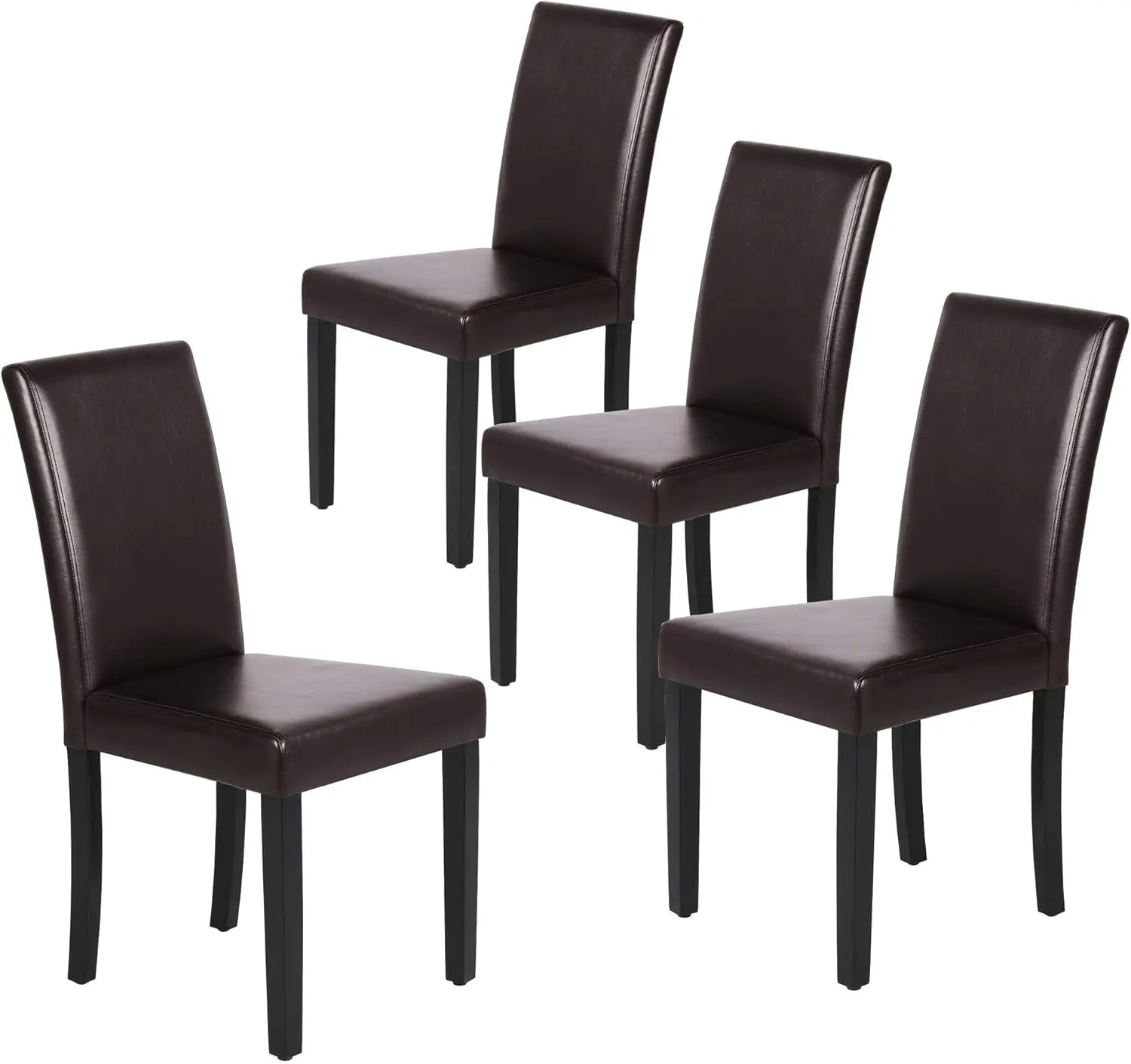 Lot de 4 chaises de salle à manger en cuir PU, avec surface imperméable et pieds en bois, pour cuisine, restaurant et salon