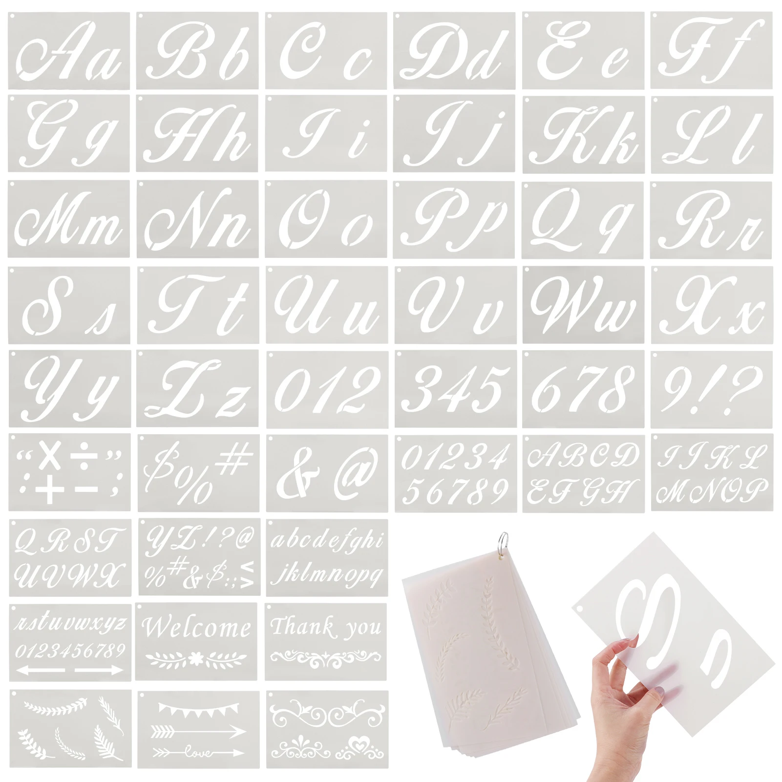 

45pcs/pack Porch Art Drafting Letter Stencil Craft DIY Fabric Templates For Painting Wood Wall Reusable Alphabet Number