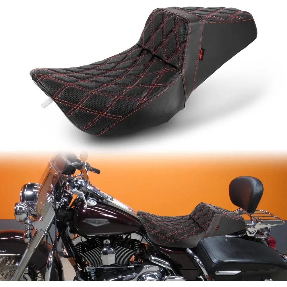 

Цельная силиконовая подушка для пассажирского сиденья водителя с ромбовидным узором, подходит для Harley Road King FLHR 1997-2007 Street Glide FLHX 2006-2