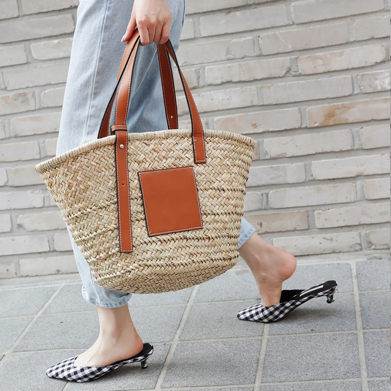 Casual Rattan Large Capacity Tote Designer Wicker Woven Women Handbags Summer Beach Bali Straw Bag Lady Travel Big Basket Purse