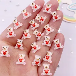 50Pcs Resin Colorful Mini Cartoon Love Bear Flatback Rhinestone Scrapbook Ornament Applique Craft DIY Nail Art Accessories SL747
