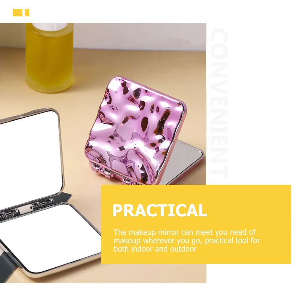 Tragbarer Reise-Taschenspiegel, zusammenklappbar, doppelseitig, klein, leicht, langlebig, Hand-Make-up-Spiegel, kompakt für den Außenbereich und