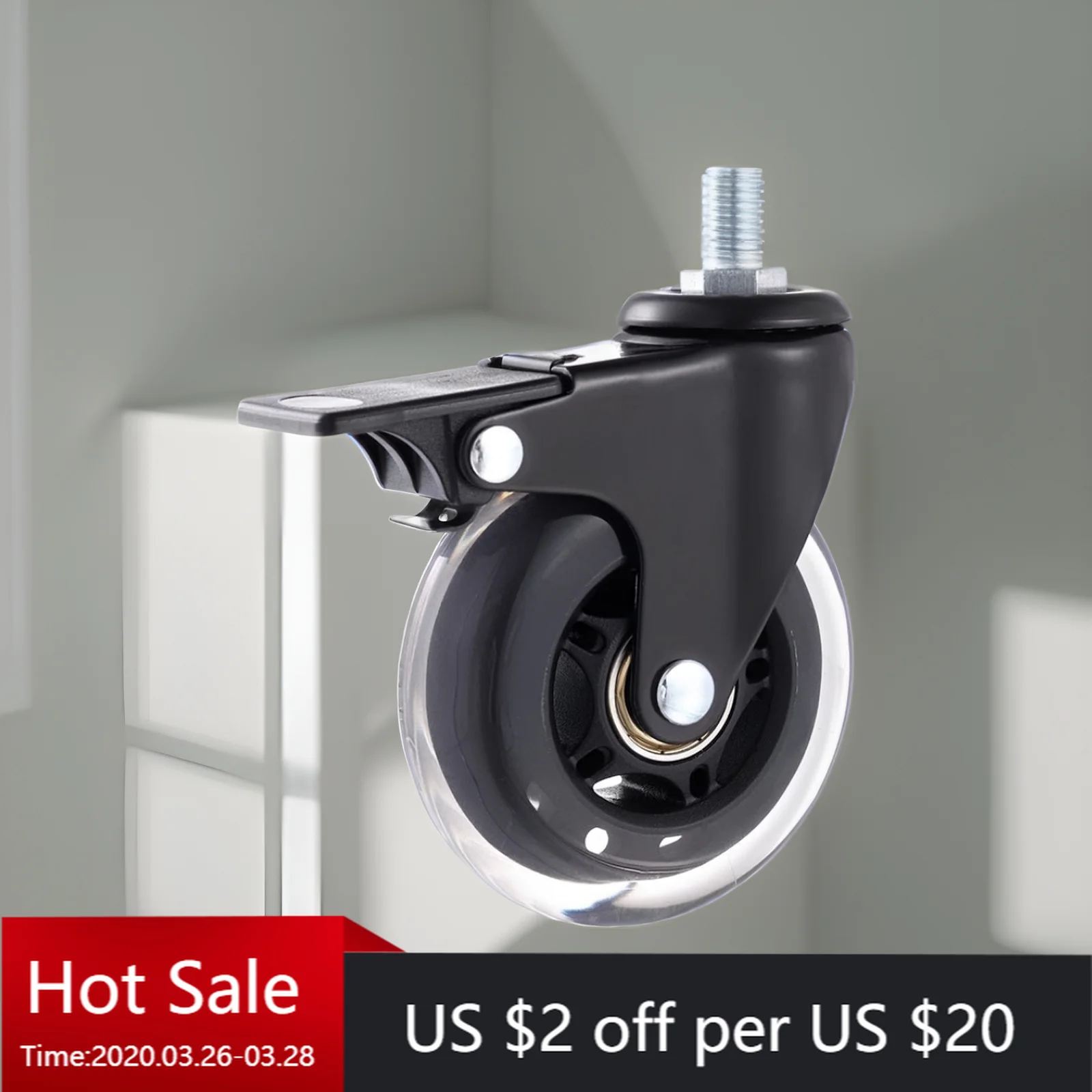 

5PCS 3" Universal/Brake Mute PU Caster Wheels M8/M10/M12 for Furniture, Scooter, Cart - Electrophoresis Ice Wheel