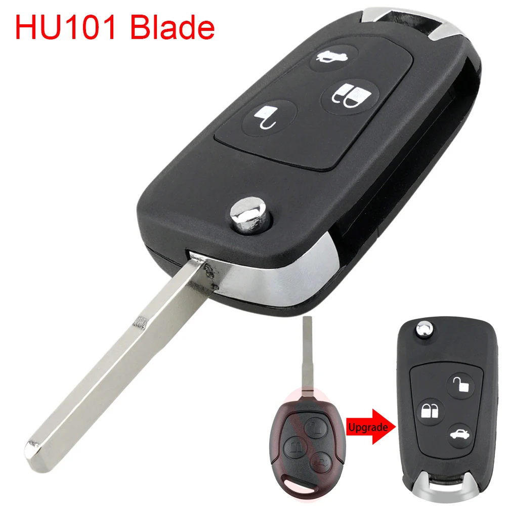 

3 Buttons Remote Car Key Fob Shell Modified Flip Folding Flip Key Case Shell Fit for Ford Mondeo Fiesta with FO21/HU101 Blade