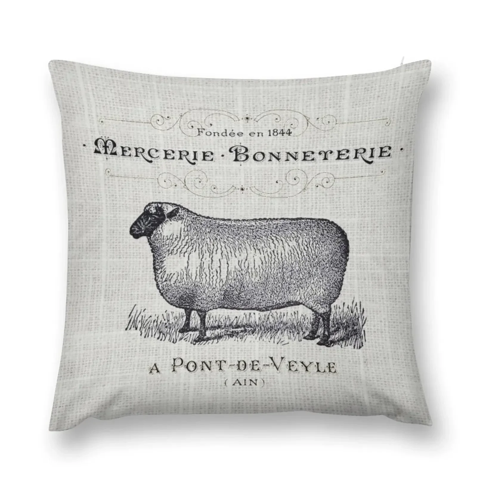 

dark academia burlap french country farmhouse chic vintage sheep Throw Pillow Cushion Covers For Living Room pillow