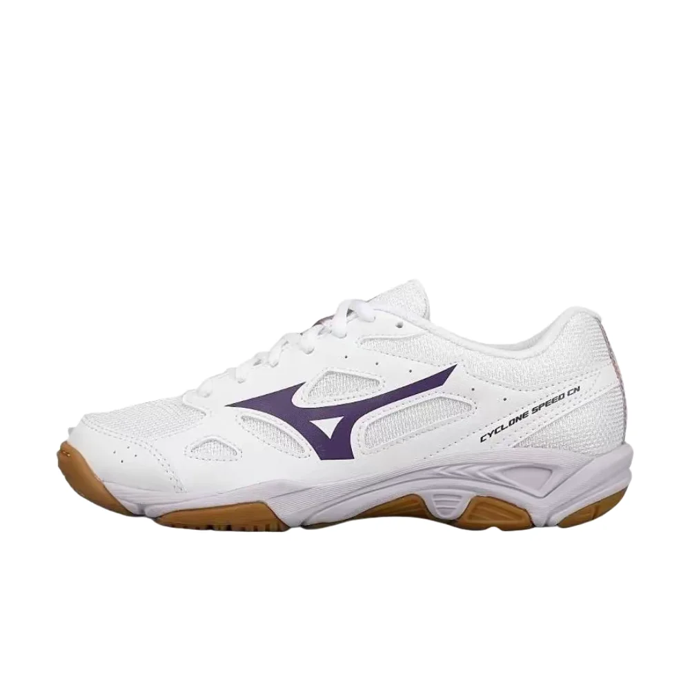 Mizuno Cyclone Speed CN Unisex Low-Top Volleyball Shoes  White/Purple, Non-Slip Sole, Durable & Comfortable V1GA218135