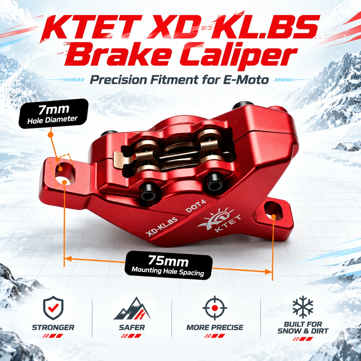 YVY K20 EKX X21 Bremssattel, KTET XD-KL.BS 2-Kolben-Hydraulikscheibenbremse, E-Bike-Ersatz mit Bremsbelägen – Detail 2