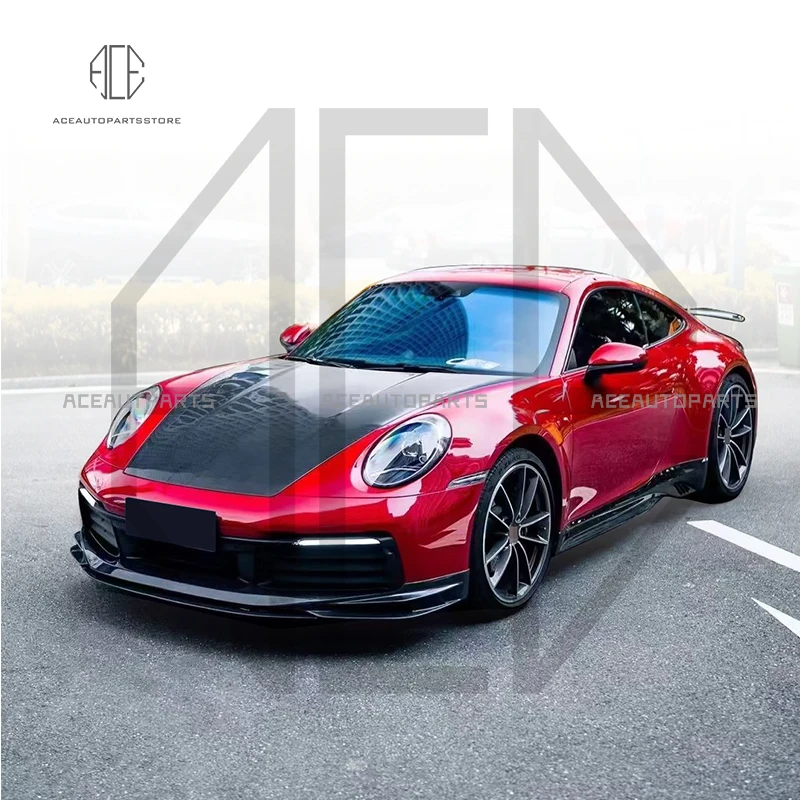 Dry Carbon Fiber Front And Rear Lip Side Skirt Hood Air Vent Spoiler Suitable For Porsche 911 992 Modified OEM Style Kit