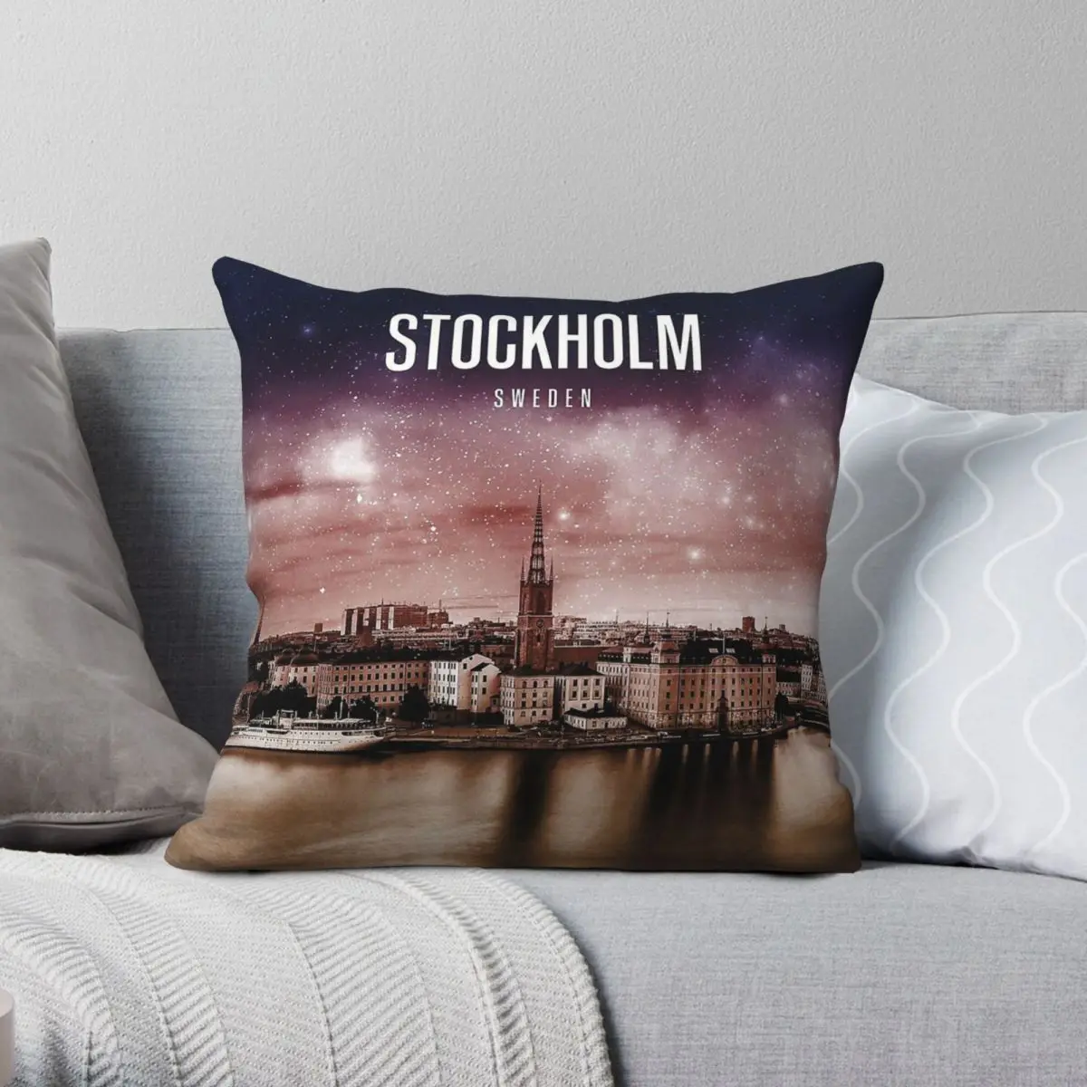 Стокгольм Швеция наволочка полиэстер лен бархат с принтом молния декоративная наволочка домашняя наволочка оптовая продажа 45x45