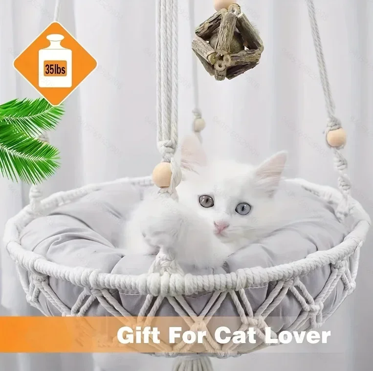 Cat Nest Hand Woven Hanging Pet Net Bag Hanging Cat Basket