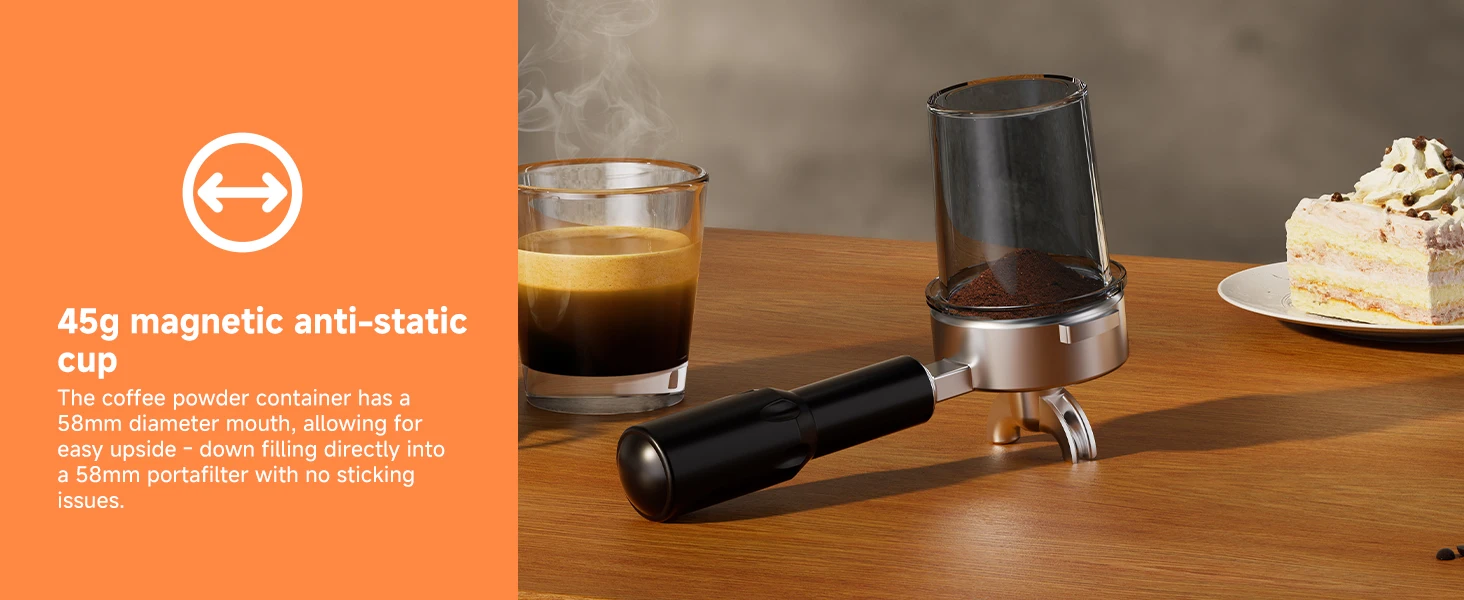 BioloMix Professioneller konischer Gratmühle, 48 einstellbare Einstellungen mit abnehmbarem Halter für Espresso-Tropfen und French-Press – Detail 5