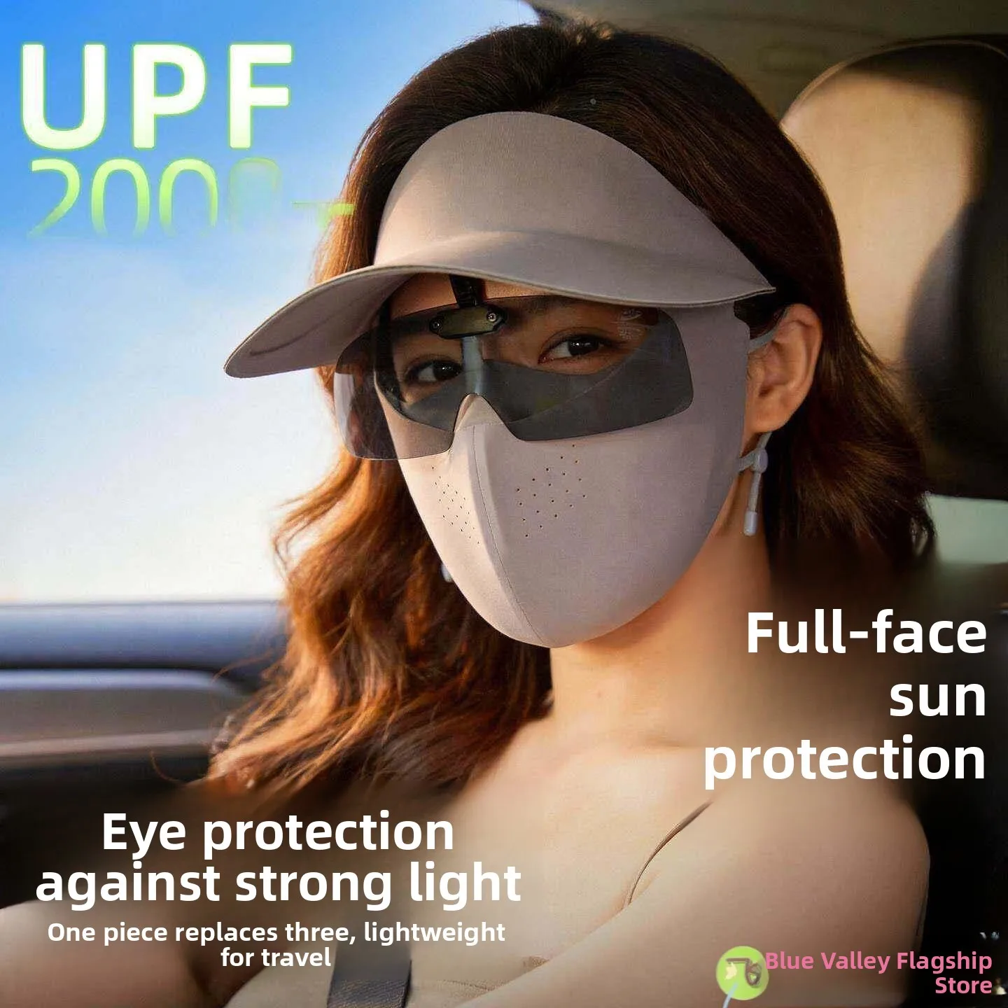 

Женская полнолицевая солнцезащитная маска из ледяного шелка с интегрированной шляпкой-бини и креплением, для весенне-осеннего сезона, для спорта и активного отдыха