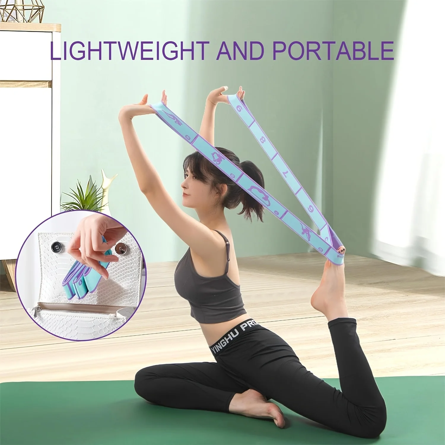 1pc,Stretch Yoga Strap-Leg Stretching Strap Suitable for Dance Yoga Pilates Exercise Elastic Pull-Up Bands for Women and Men.