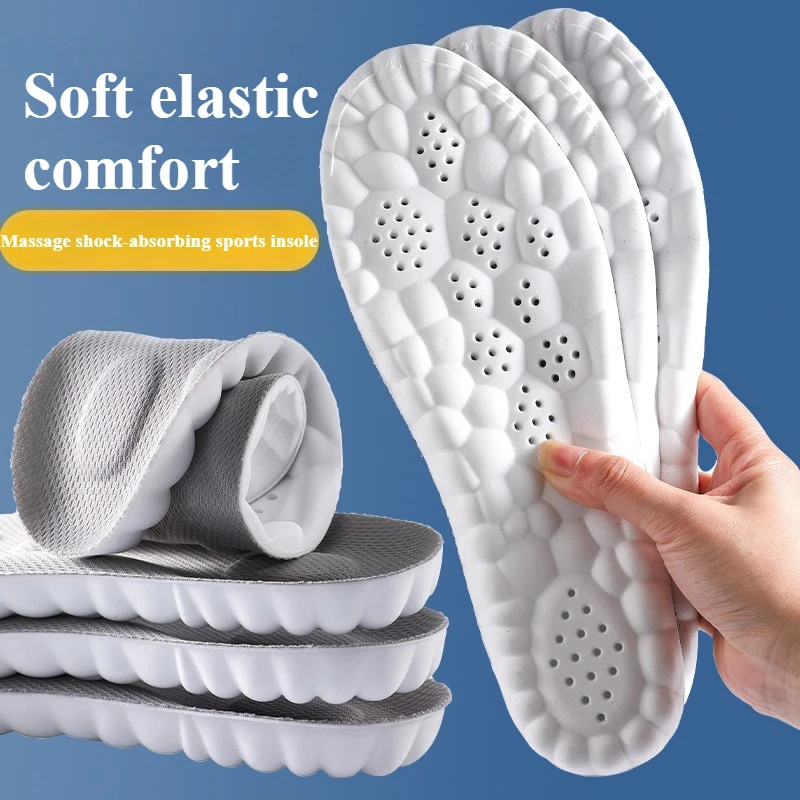Men's and Women's Sports Insoles 4D Massage Arch Insoles High Elasticity Shock Absorption, Odor Prevention, Sweat Absorption